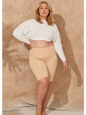Thigh Society Nude Beige Tan Neutral The Staple 9” Shorts 5X/6X PLUS SIZE
